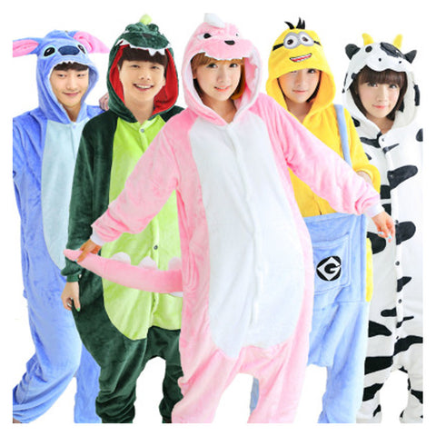 Wholesale Unicorn Stitch Panda Unisex Flannel Hoodie Pajamas Costume Cosplay Animal Onesies Sleepwear For Men Women Adults
