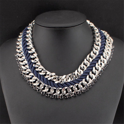Fashion Designer Jewelry Hight Quality Heavy Chain Rope Bib Statement Chokers Chunky Necklaces Women Accessories CE2720